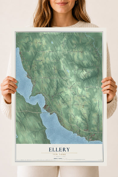 Ellery, New York map print, 18" x 24" Archival Matte Print mockup