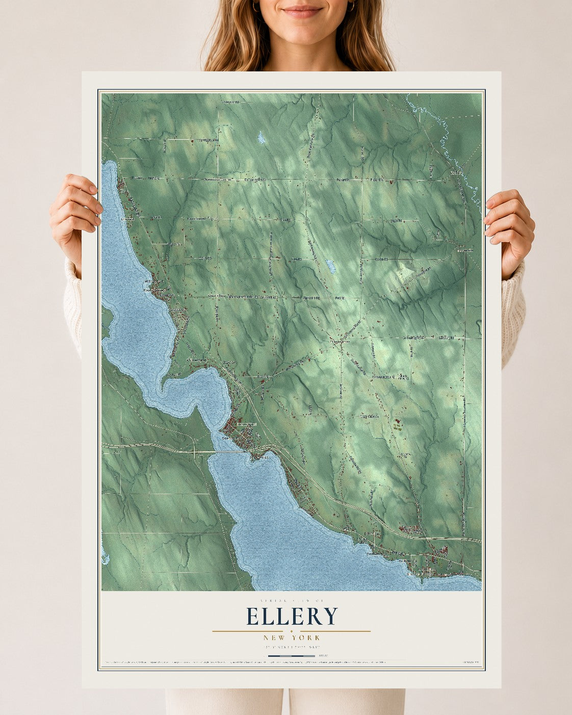 Ellery, New York map print, 24" x 36" Archival Matte Print mockup