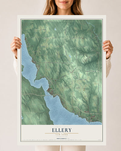 Ellery, New York map print, 24" x 36" Archival Matte Print mockup