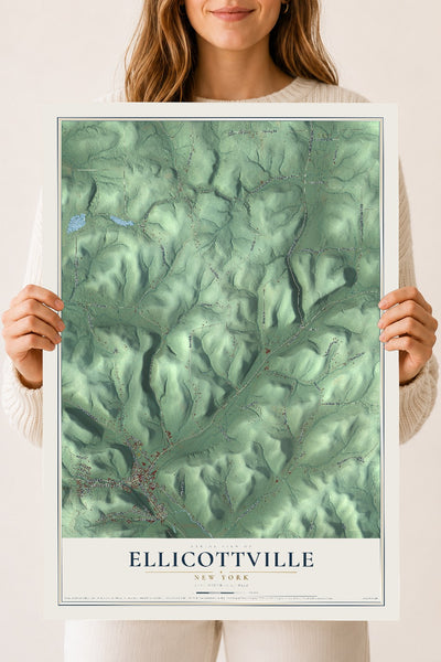 Ellicottville, New York map print, 18" x 24" Archival Matte Print mockup