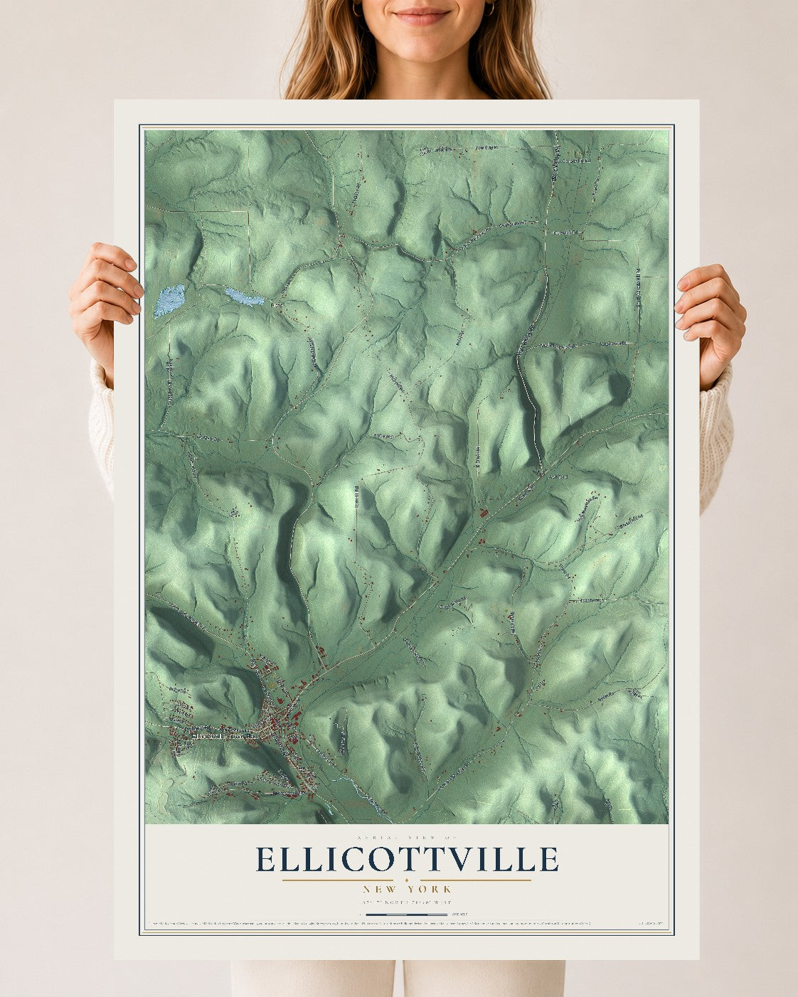 Ellicottville, New York map print, 24" x 36" Archival Matte Print mockup
