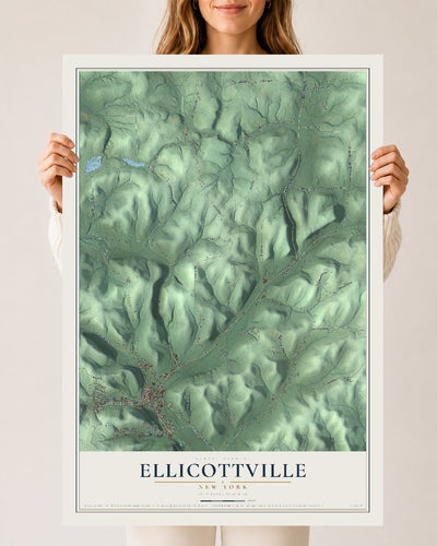 Ellicottville, New York map print, 24" x 36" Archival Matte Print mockup