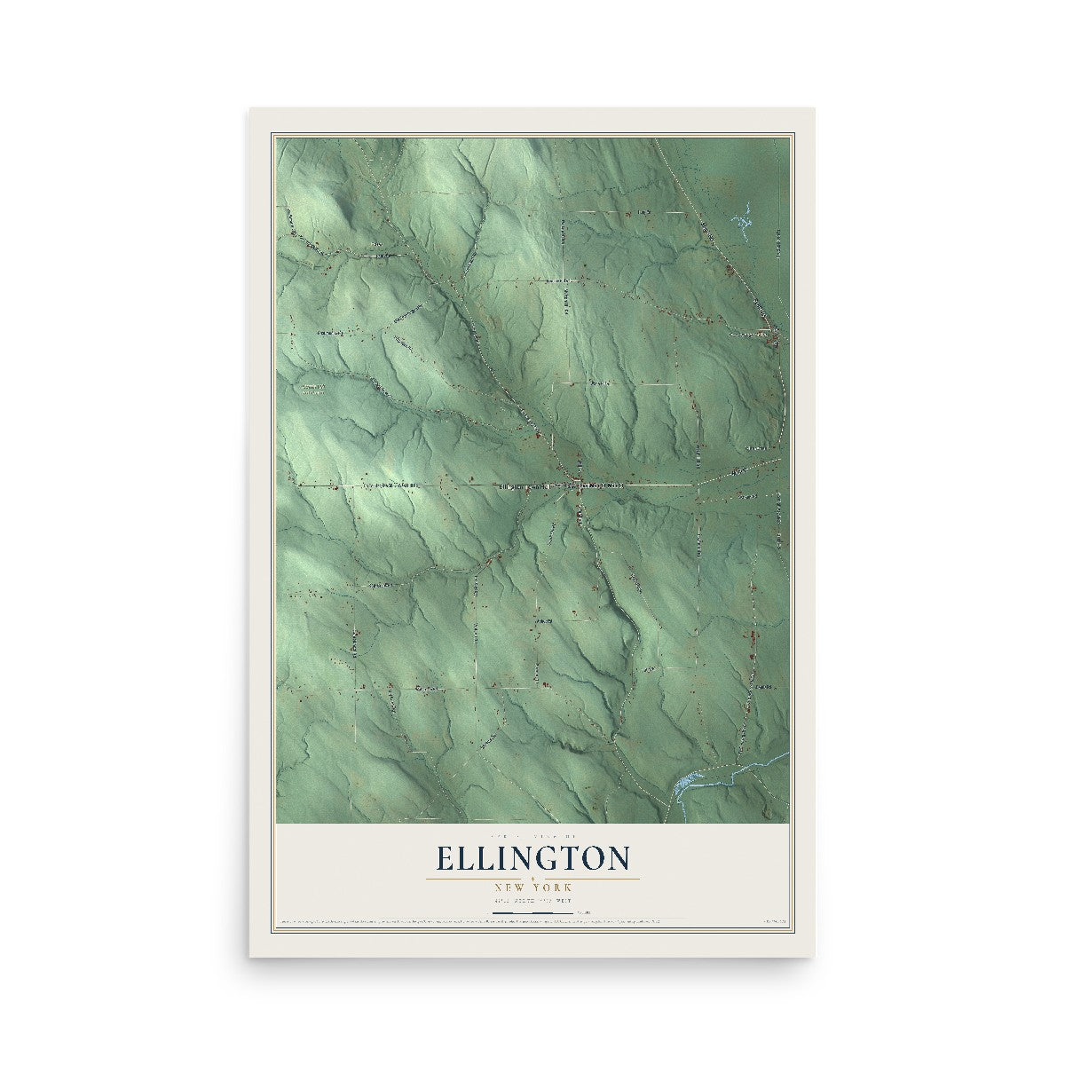 Ellington, New York map print, 12" x 18" Archival Matte Print mockup