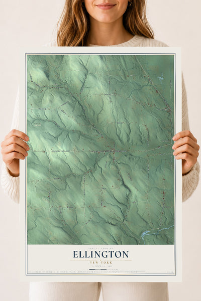 Ellington, New York map print, 18" x 24" Archival Matte Print mockup
