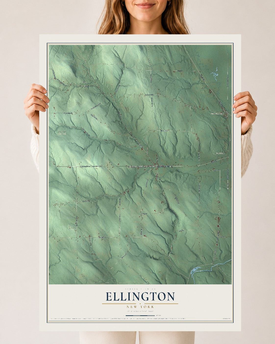 Ellington, New York map print, 24" x 36" Archival Matte Print mockup