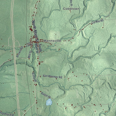 Close-up 1 of the Ellisburg, New York map artwork
