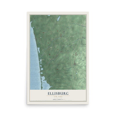 Ellisburg, New York map print, 12" x 18" Archival Matte Print mockup
