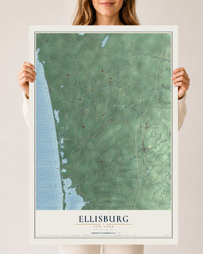 Ellisburg, New York map print, 24" x 36" Archival Matte Print mockup