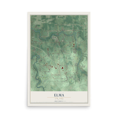 Elma, New York map print, 12" x 18" Archival Matte Print mockup