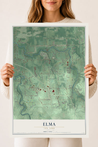 Elma, New York map print, 18" x 24" Archival Matte Print mockup