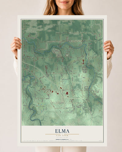 Elma, New York map print, 24" x 36" Archival Matte Print mockup