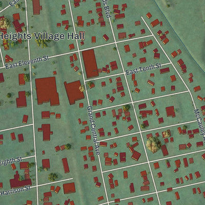 Close-up 2 of the Elmira Heights, New York map artwork