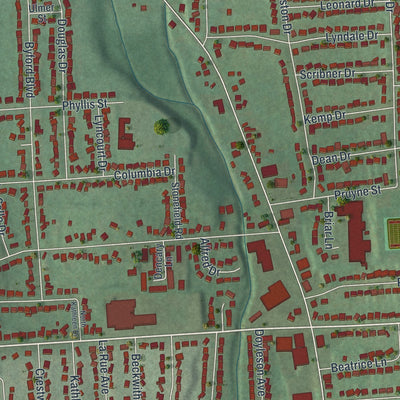 Close-up 2 of the Endwell, New York map artwork