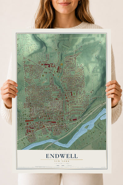 Endwell, New York map print, 18" x 24" Archival Matte Print mockup