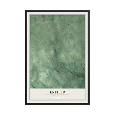 Enfield, New York map print, 12" x 18" W/ Black Ayous Wood Frame mockup