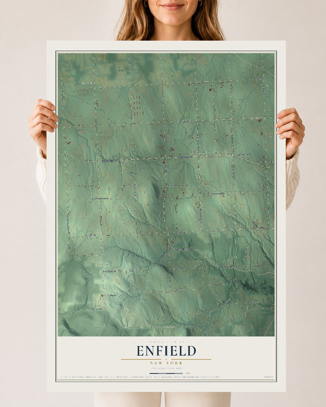 Enfield, New York map print, 24" x 36" Archival Matte Print mockup