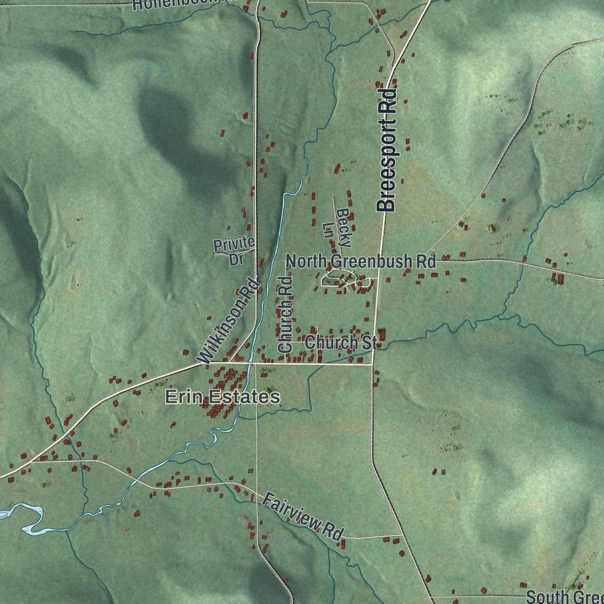 Close-up 1 of the Erin, New York map artwork