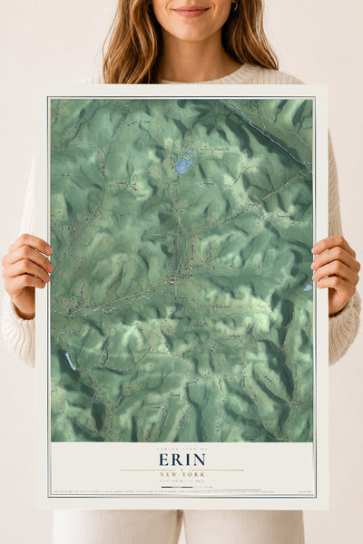 Erin, New York map print, 18" x 24" Archival Matte Print mockup
