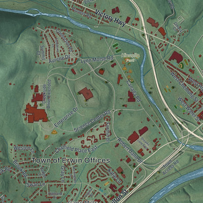 Close-up 1 of the Erwin, New York map artwork