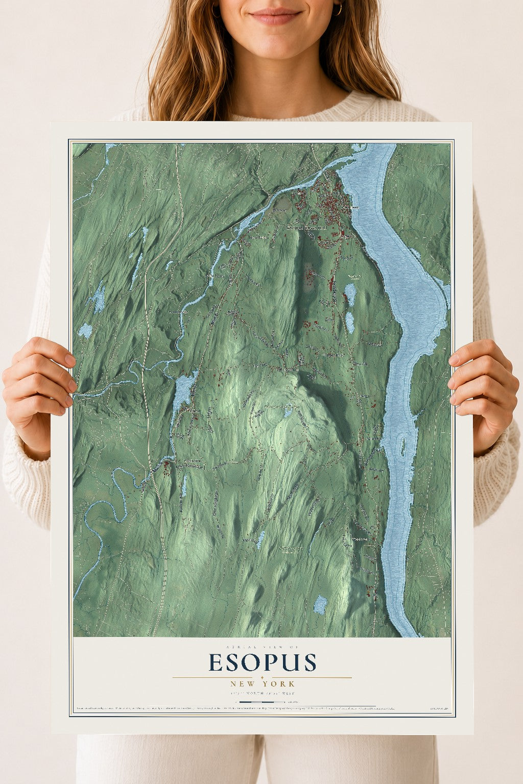 Esopus, New York map print, 18" x 24" Archival Matte Print mockup