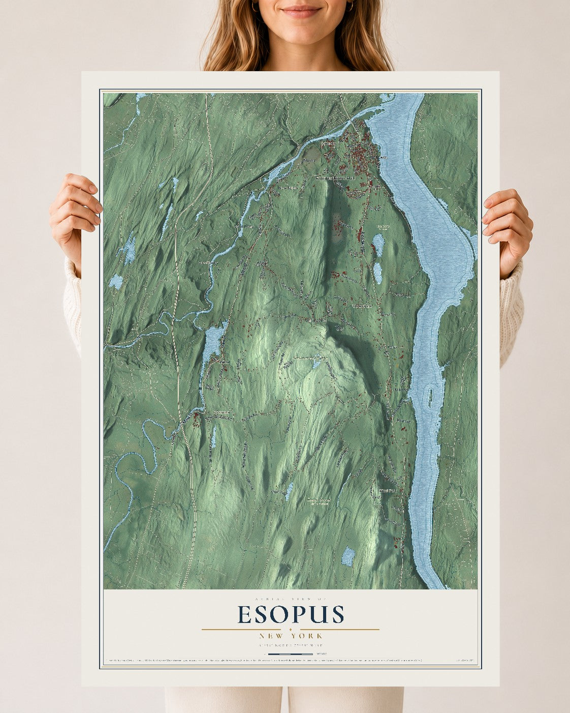 Esopus, New York map print, 24" x 36" Archival Matte Print mockup