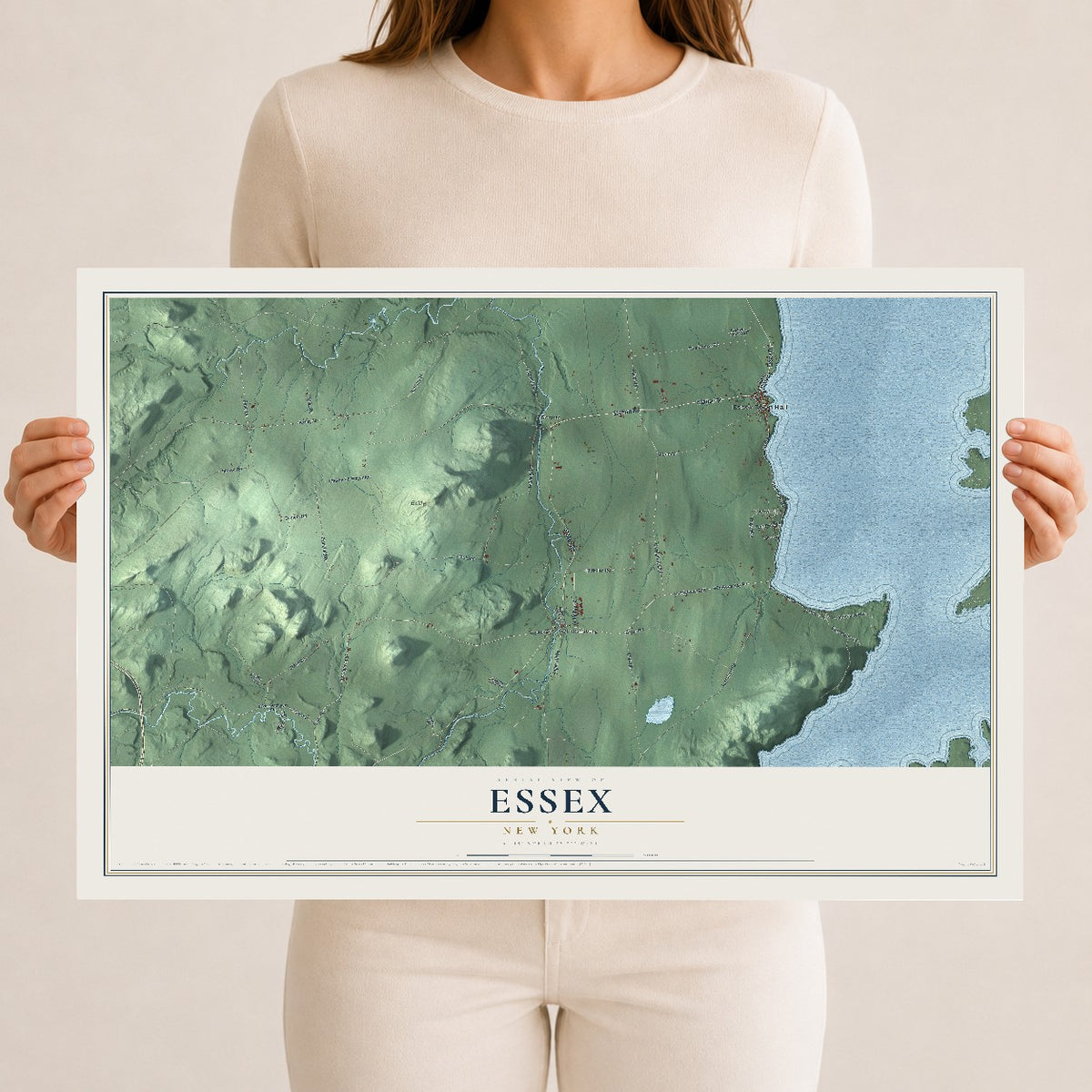 Essex, New York map print, 12" x 18" Archival Matte Print mockup