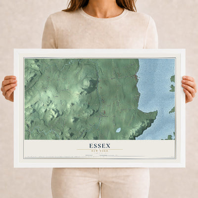 Essex, New York map print, 12" x 18" W/ White Ayous Wood Frame mockup