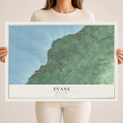 Evans, New York map print, 18" x 24" Archival Matte Print mockup