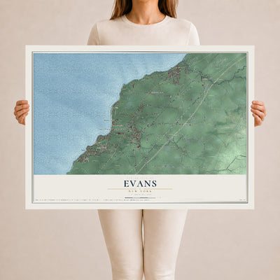 Evans, New York map print, 24" x 36" Archival Matte Print mockup