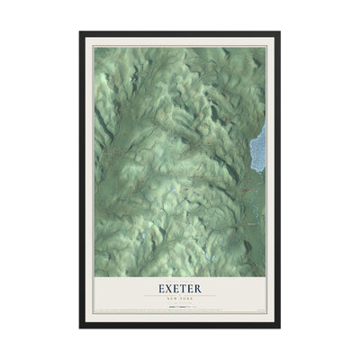 Exeter, New York map print, 12" x 18" W/ Black Ayous Wood Frame mockup