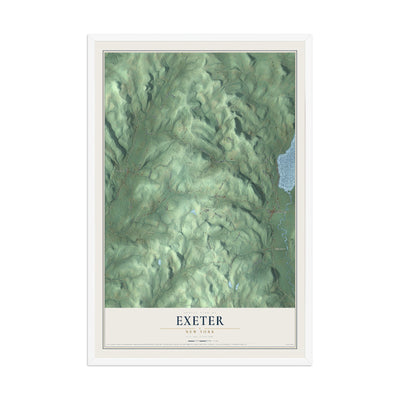 Exeter, New York map print, 12" x 18" W/ White Ayous Wood Frame mockup