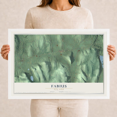 Fabius, New York map print, 12" x 18" W/ White Ayous Wood Frame mockup