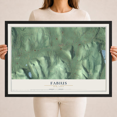 Fabius, New York map print, 18" x 24" W/ Black Ayous Wood Frame mockup