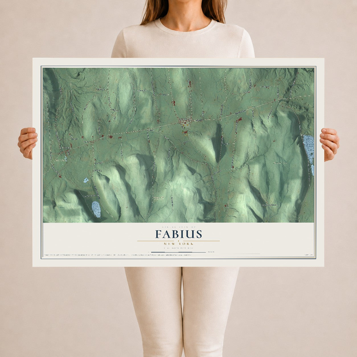 Fabius, New York map print, 24" x 36" Archival Matte Print mockup