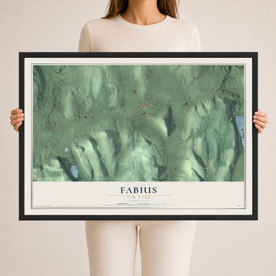 Fabius, New York map print, 24" x 36" W/ Black Ayous Wood Frame mockup