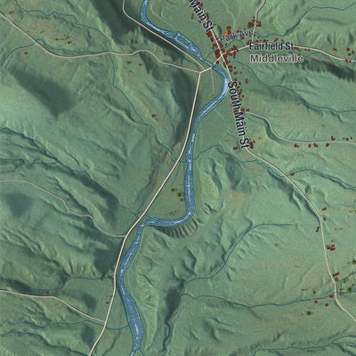 Close-up 1 of the Fairfield, New York map artwork