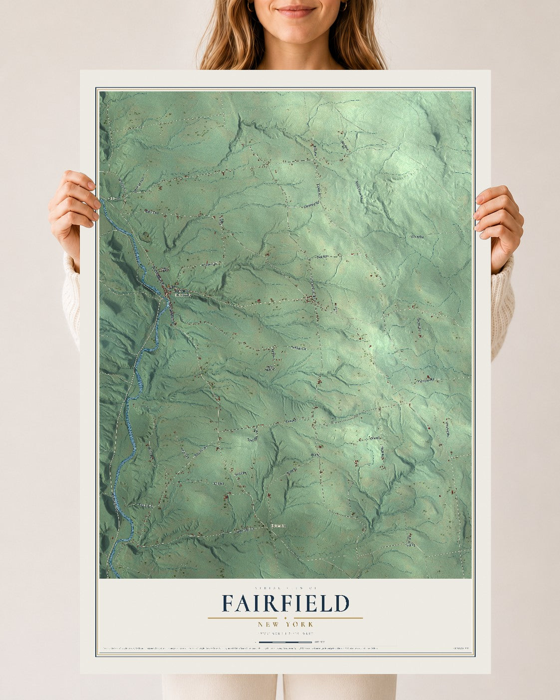 Fairfield, New York map print, 24" x 36" Archival Matte Print mockup