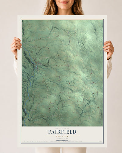 Fairfield, New York map print, 24" x 36" Archival Matte Print mockup