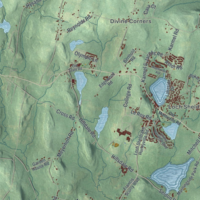 Close-up 1 of the Fallsburg, New York map artwork