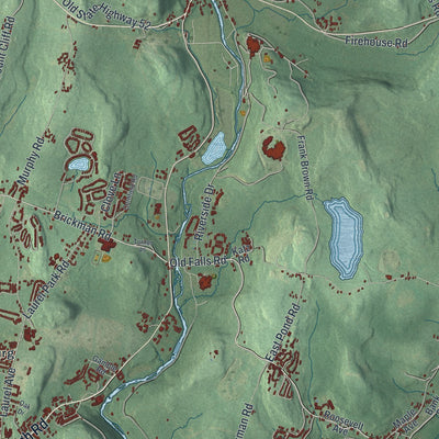 Close-up 2 of the Fallsburg, New York map artwork