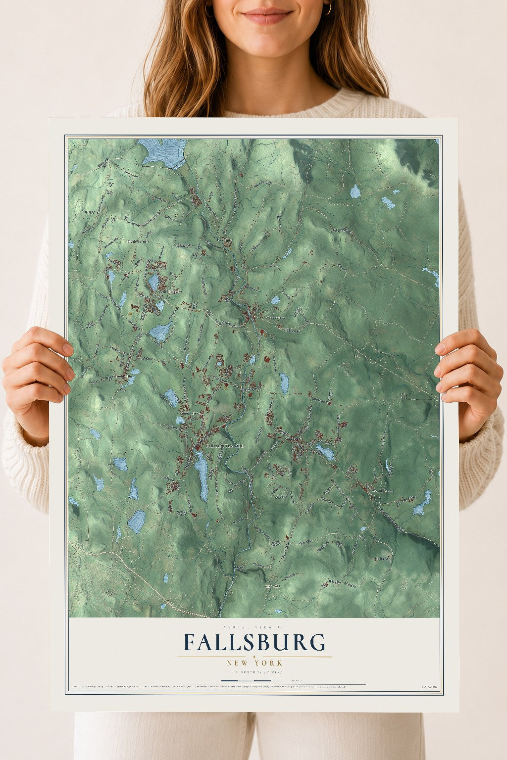 Fallsburg, New York map print, 18" x 24" Archival Matte Print mockup