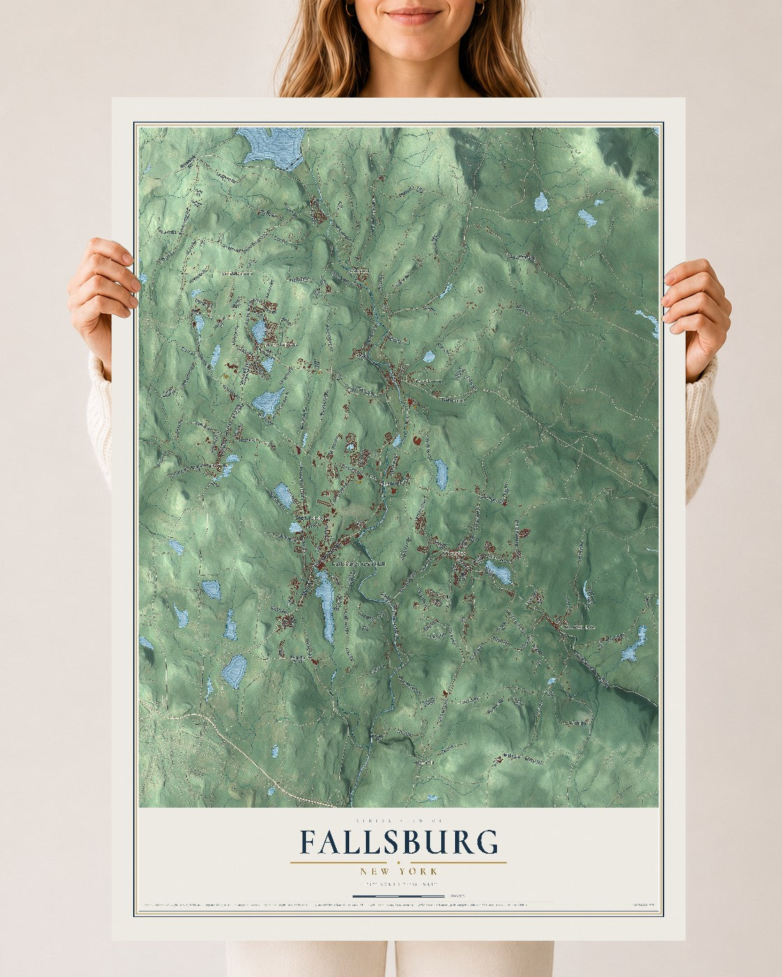Fallsburg, New York map print, 24" x 36" Archival Matte Print mockup