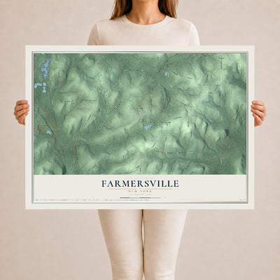 Farmersville, New York map print, 24" x 36" Archival Matte Print mockup