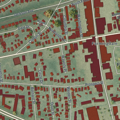 Close-up 2 of the Farmingdale, New York map artwork