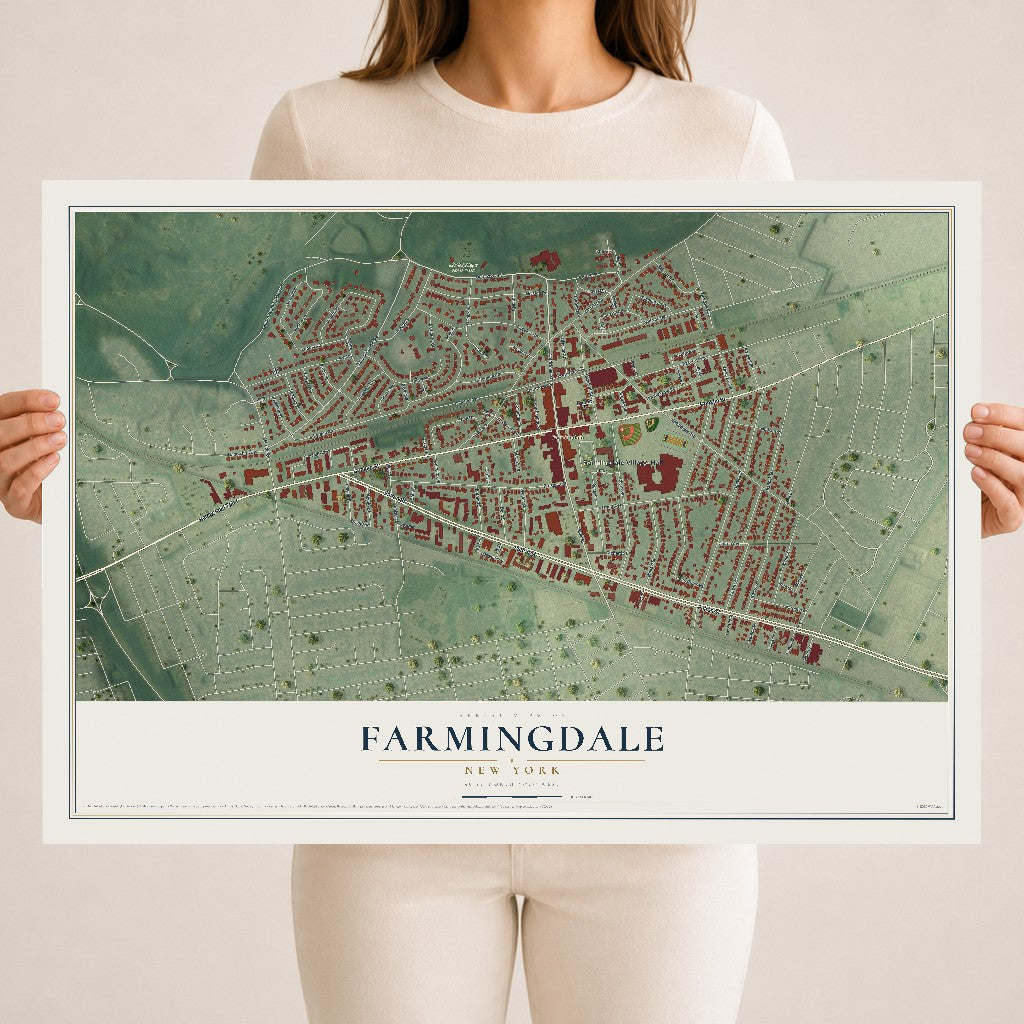 Farmingdale, New York map print, 18" x 24" Archival Matte Print mockup