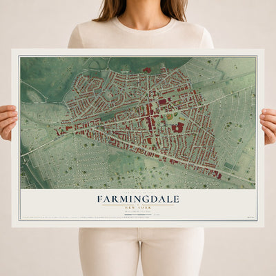 Farmingdale, New York map print, 18" x 24" Archival Matte Print mockup