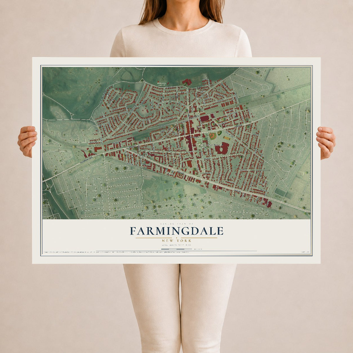 Farmingdale, New York map print, 24" x 36" Archival Matte Print mockup