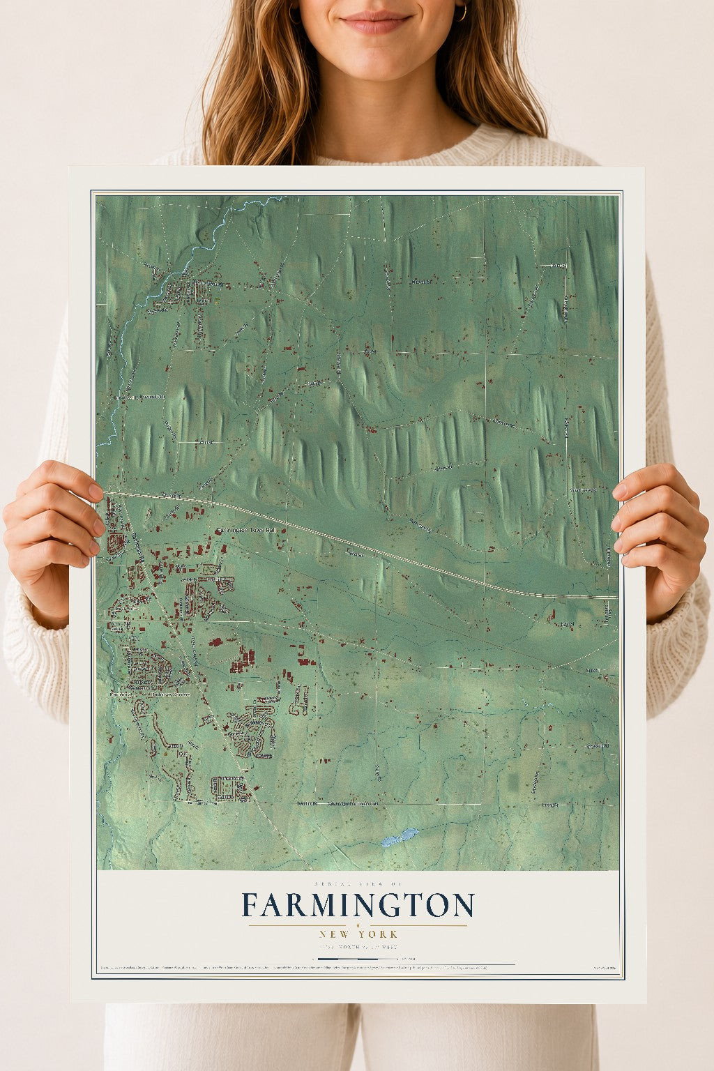 Farmington, New York map print, 18" x 24" Archival Matte Print mockup