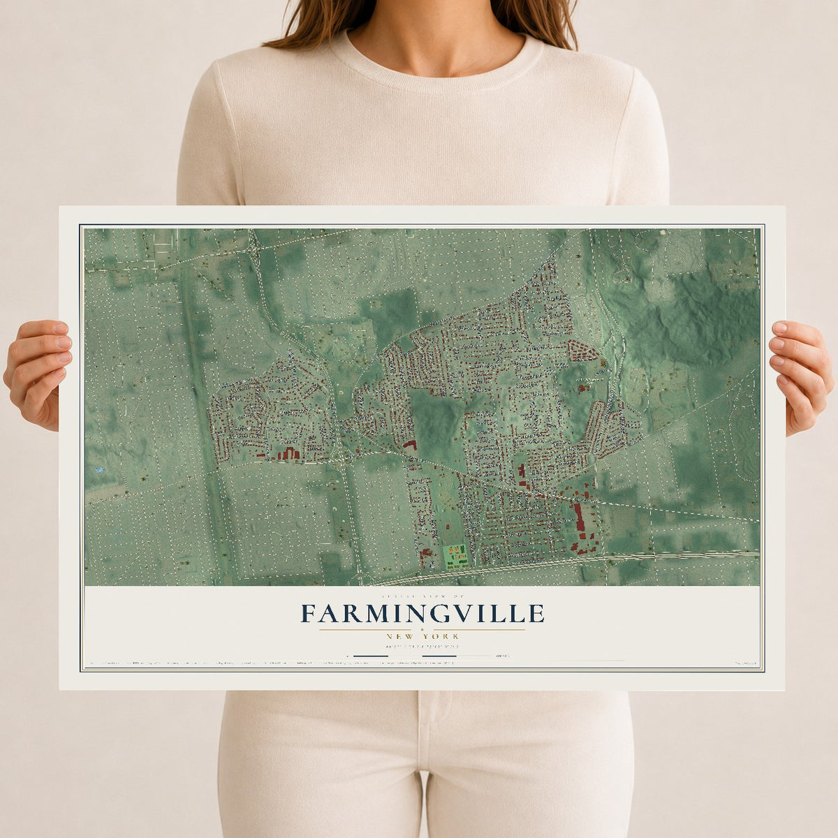 Farmingville, New York map print, 12" x 18" Archival Matte Print mockup