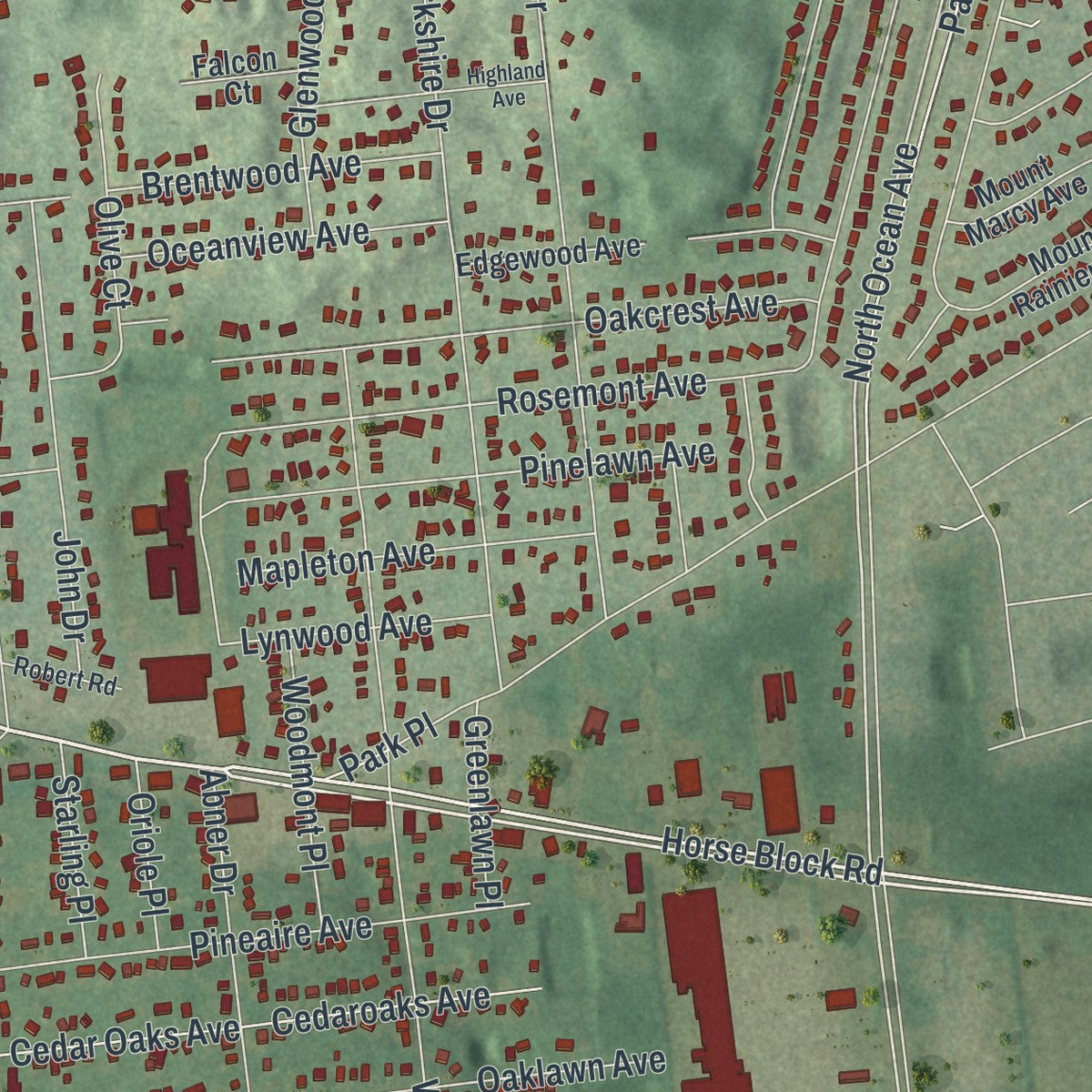 Close-up 1 of the Farmingville, New York map artwork